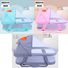 室内宝宝睡篮bb床便携式移动带滚轮新生儿床中床 婴儿床可折叠