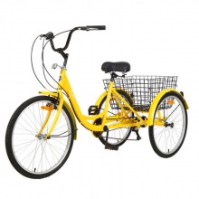 欧式 人力三轮车 成人24寸 脚踏后7速变速老年农用三轮自行车带框