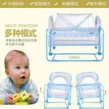 新生婴儿床铁艺床带滚轮可移动摇篮床轻便多功能童床