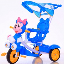 新款卡通儿童伞篷推把三轮车儿童三轮车带蓬1-3-6岁