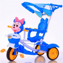 新款卡通儿童伞篷推把三轮车儿童三轮车带蓬1-3-6岁