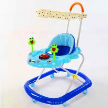 婴儿学步车多功能防侧翻助步车学步车6-7-18个月手推可坐叠带顶篷