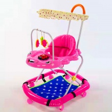 婴儿学步车多功能防侧翻助步车学步车6-7-18个月手推可坐叠带顶篷