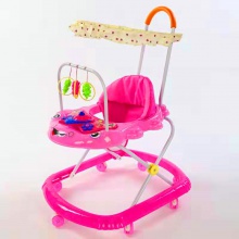 婴儿学步车多功能防侧翻助步车学步车6-7-18个月手推可坐叠带顶篷