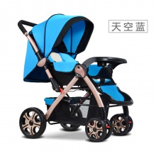 高景观婴儿推车双向可坐可躺,便携折叠避震四轮宝宝儿童手推车