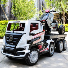 车头可坐人儿童电动车四轮汽车遥控宝宝玩具车半挂大货车工厂直供