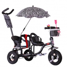 儿童双人三轮车双座二胎脚踏车双胞胎婴儿推车自行车小孩童车