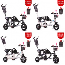 儿童双人三轮车双座二胎脚踏车双胞胎婴儿推车自行车小孩童车