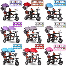 双人儿童三轮车脚踏车二胎双座童车宝宝婴幼手推车1-6岁双胞胎车