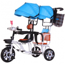 儿童三轮车双人手推三轮双胞胎大号婴儿手推车16岁带蓬免充气推车