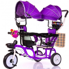 脚踏车双胞胎三轮车带斗推车童车儿童玩具车可坐人双人儿童三轮车