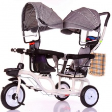 脚踏车双胞胎三轮车带斗推车童车儿童玩具车可坐人双人儿童三轮车