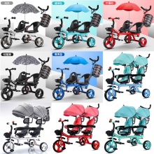 双人宝宝脚踏车双胞胎手推车婴儿轻便童车大号1-3-6岁儿童三轮车