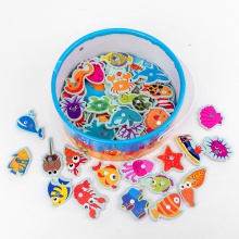 桶装1-2岁儿童木质磁性钓鱼玩具 男女孩3宝宝益智游戏地摊货源