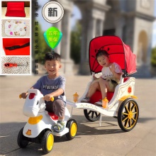 充电双人小火车汽车摩托车三轮四轮车女孩宝宝小马拉车儿童电动车