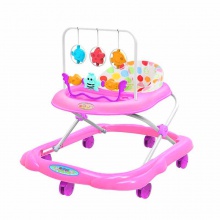 带音乐/高度三档调节婴儿学步车带布艺 6个大橡胶轮婴儿学步车