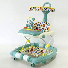 2022年8轮婴儿学步车带座椅和推杆/防侧翻学步车 可折叠音乐摇马