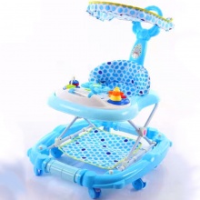 带音乐和遮阳棚的塑料圆形婴儿学步车 防O型腿防侧翻儿童学步车