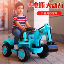 新款遥控可坐老挖机音乐宝宝工程车儿童童车玩具儿童电动挖掘机