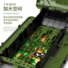 男孩早教音乐变形收纳轨道合金惯性车军事坦克模型儿童坦克玩具车