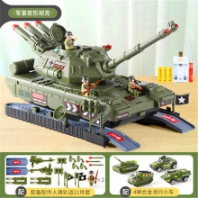 男孩早教音乐变形收纳轨道合金惯性车军事坦克模型儿童坦克玩具车