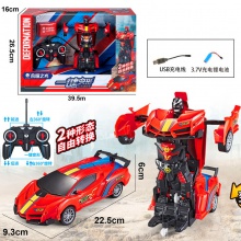 可充电仿真跑车五通方向炫酷遥控车男孩玩具 汽车一键变形机器人
