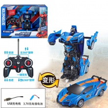 可充电仿真跑车五通方向炫酷遥控车男孩玩具 汽车一键变形机器人