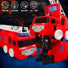 变形车儿童电动万向消防车 益智灯光音乐消防变形车玩具地摊玩具