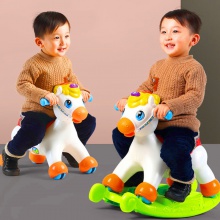 儿童小木马滑行两用车塑料加厚音乐宝宝摇马玩具周岁礼物