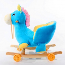 儿童毛绒摇摇马带音乐婴儿摇椅实木木马婴儿玩具两用溜溜车滑滑车