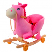 儿童毛绒摇摇马带音乐婴儿摇椅实木木马婴儿玩具两用溜溜车滑滑车