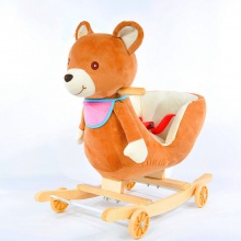儿童毛绒摇摇马带音乐婴儿摇椅实木木马婴儿玩具两用溜溜车滑滑车