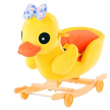 儿童毛绒摇摇马带音乐婴儿摇椅实木木马婴儿玩具两用溜溜车滑滑车