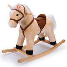 木马儿童摇马儿歌音乐生日礼物平头马眼马实木轮独立站
