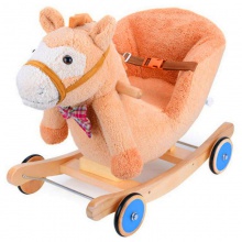 木马儿童摇马儿歌音乐生日礼物平头马眼马实木轮独立站