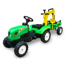 儿童脚踏拖拉机 孩子们骑着汽车踏板拖拉机