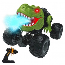 跨境恐龙喷雾遥控车电动发光攀爬越野特技车男孩儿童恐龙玩具批发