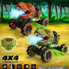 跨境玩具儿童遥控车新一代仿真恐龙车特技漂移攀爬车带智能喷雾车