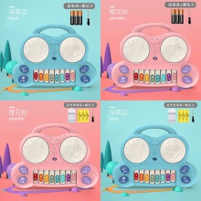 儿童早教手拍鼓玩具婴儿多功能钢琴声光音乐益智学习双鼓电子琴