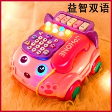 儿童玩具电话机仿真座机婴儿益智早教宝宝音乐故事拉线电话车批发