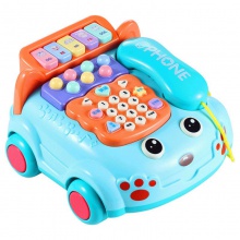 儿童玩具电话机仿真座机婴儿益智早教宝宝音乐故事拉线电话车批发