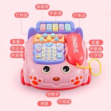 儿童玩具电话机仿真座机婴儿益智早教宝宝音乐故事拉线电话车批发