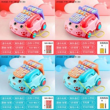 儿童玩具电话机仿真座机婴儿益智早教宝宝音乐故事拉线电话车批发