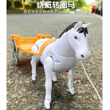 儿童电动小马仿真会走路的发声马车旋转转圈的绕桩马男孩女孩玩具