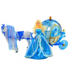 儿童大号礼盒装过家家马车公主娃娃玩具仿真马叫声炫彩灯光