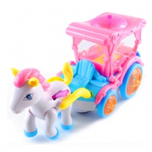 电动万向灯光马车 儿童启智卡通音乐马车电动玩具