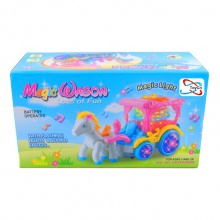 电动万向灯光马车 儿童启智卡通音乐马车电动玩具