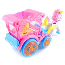 电动万向灯光马车 儿童启智卡通音乐马车电动玩具