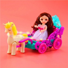 中秋灯笼手提儿童塑料电动万向公主马车发光音乐花灯玩具地摊批发