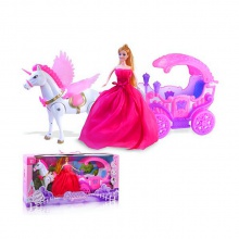 电动大飞马音乐翅膀摇摆晚装11.5寸公主马车灯光开窗盒